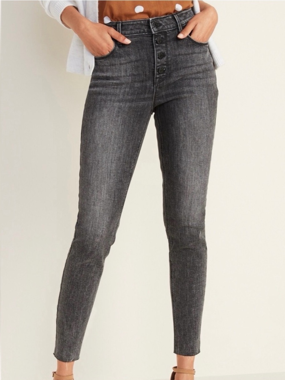 Old Navy Acid Wash Button Up High Rise Rockstar Super Skinny Jeans